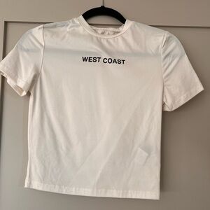 SHEIN White 'West Coast' Crop Top